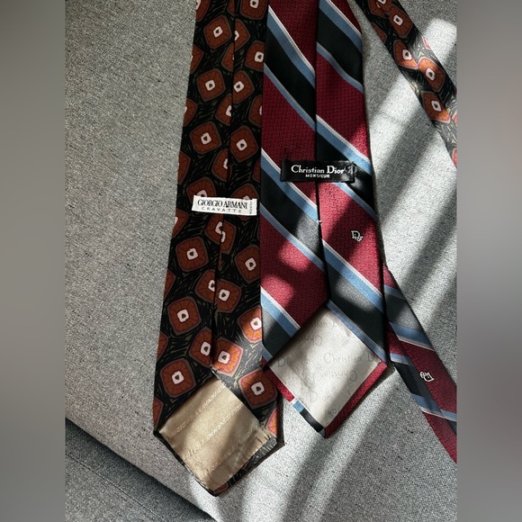 Giorgio Armani Cristian Dior Cravatte Ties Set of 2 - Picture 3 of 7